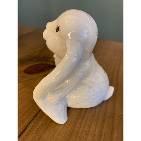 Ceramic Long Floppy Ear Bunnies Rabbits "Lopsy & Topsy" Vintage Holiday Figurine - Picture 5 of 8